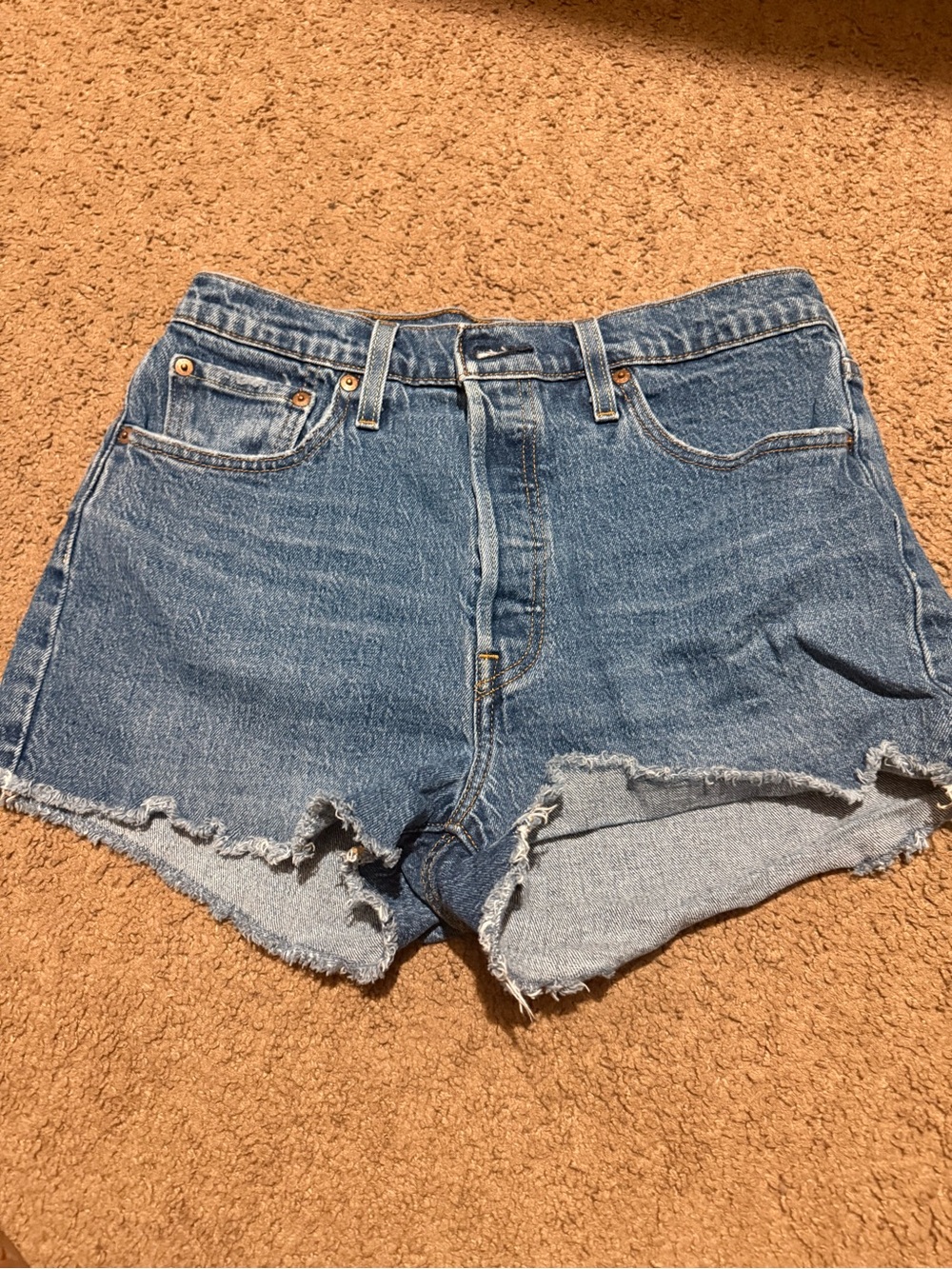 Levi's Distressed Light Blue Cutoff Jean Shorts